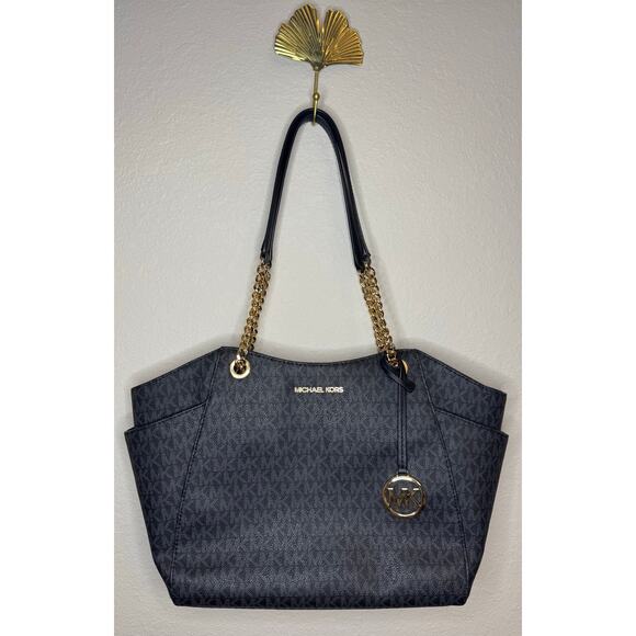 Michael Kors Black Jet Set Signature Logo Shoulder Bag - Picture 1 of 7